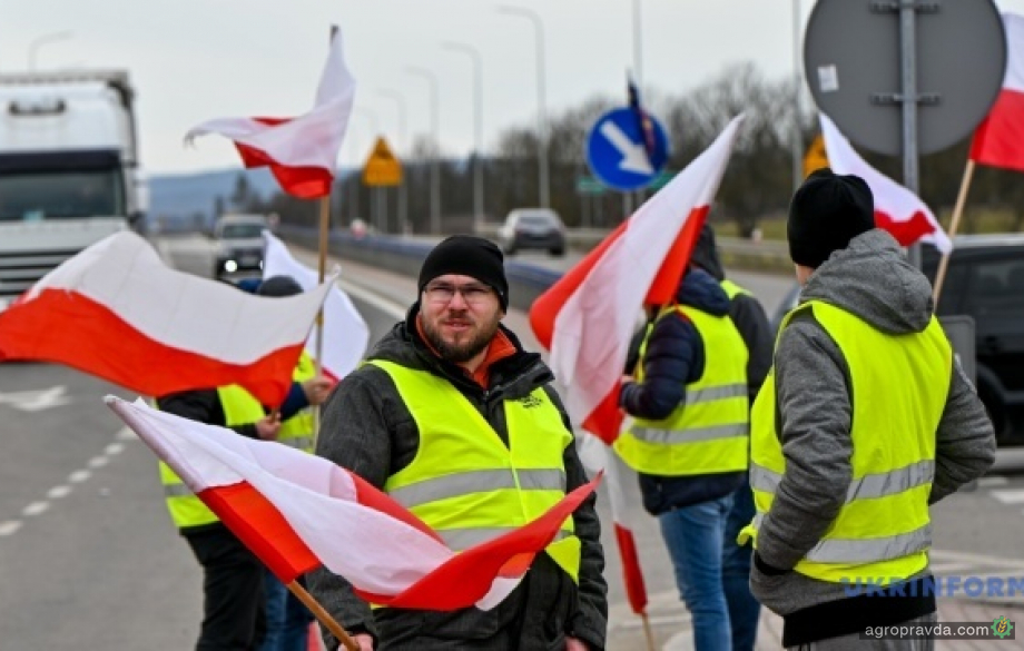 Блокування кордону польськими фермерами здійснюється на 6 пунктах пропуску