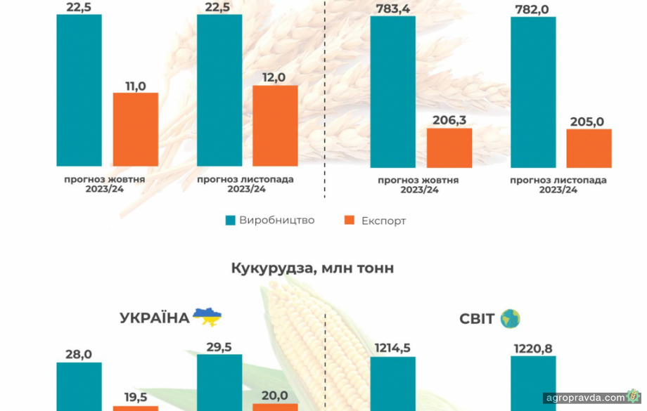 Збільшено прогнози виробництва та експорту української кукурудзи