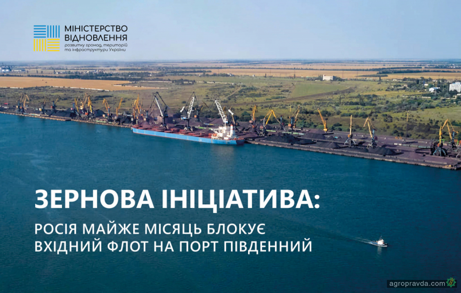 росія майже місяць блокує вхідний флот на порт «Південний»